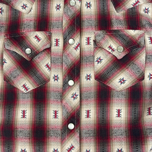 Ralph Lauren Denim & Supply Tan Red Western Plaid Flannel Buttondown Size XS - Picture 6 of 9
